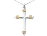 Cross Pendant Necklace in Sterling Silver with 18K Gold with Chain